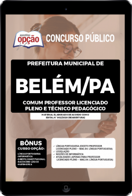 Apostila Prefeitura de Belém - PA em PDF - Comum Professor Licenciado Pleno e Técnico Pedagógico