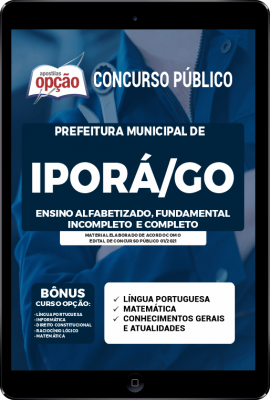 Apostila  Prefeitura de Iporá - GO em PDF - Ensino Alfabetizado, Fundamental Incompleto e Completo