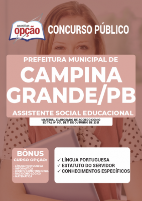 Apostila Prefeitura de Campina Grande - PB - Assistente Social Educacional