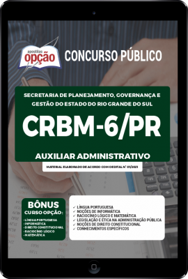 Apostila CRBM-6/PR em PDF - Auxiliar Administrativo