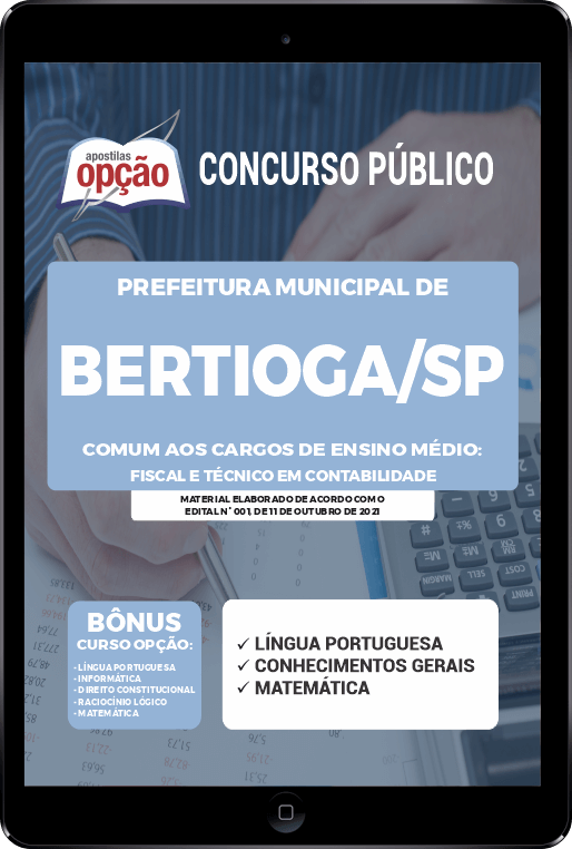 Apostila Pref Bertioga - SP PDF - Cargos de Ensino Médio 2021