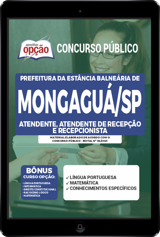Apostila Pref Mongaguá - SP PDF Atendente e Recepcionista 2021
