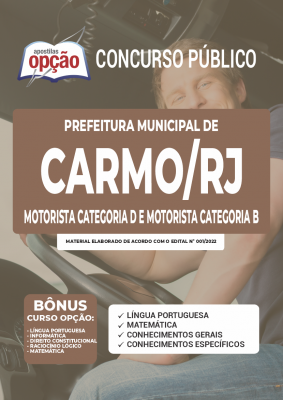 Apostila Prefeitura de Carmo - RJ - Motorista Categoria B e D