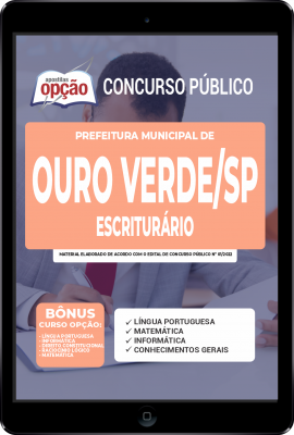 Apostila Prefeitura de Ouro Verde - SP em PDF - Escriturário