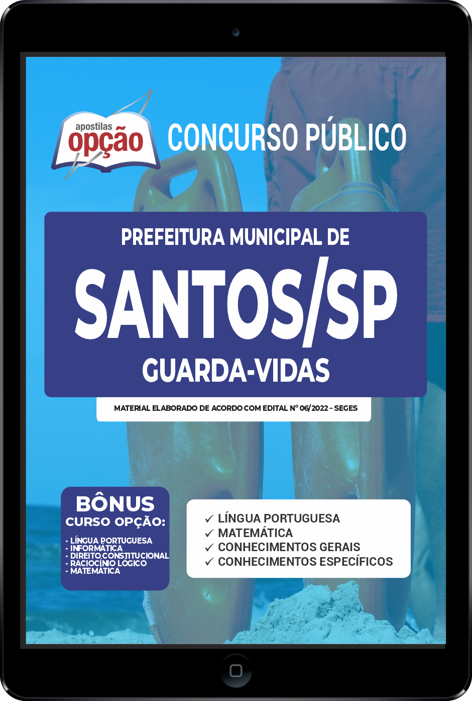 Apostila Prefeitura de Santos - SP PDF - Guarda-Vidas 2022