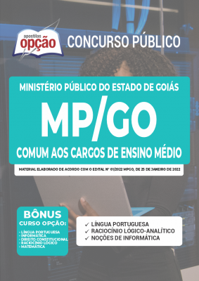 Apostila MP-GO - Comum aos Cargos de Ensino Médio: Assistente de Informática e Assistente Programador