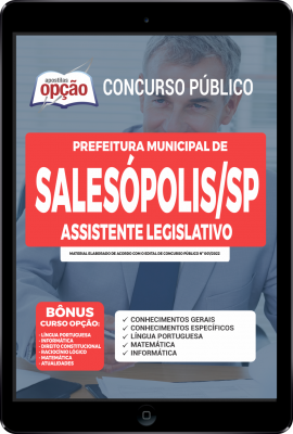 Apostila Prefeitura de Salesópolis - SP em PDF - Assistente Legislativo