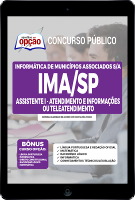 Apostila IMA-SP em PDF - Assistente I - Atendimento e Informações ou Teleatendimento