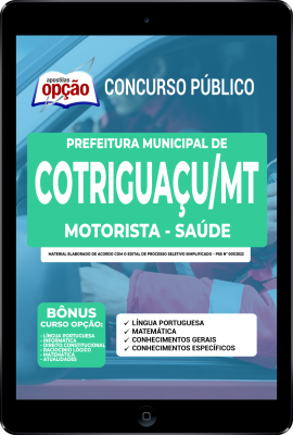 Apostila Prefeitura de Cotriguaçu - MT em PDF - Motorista - Saúde