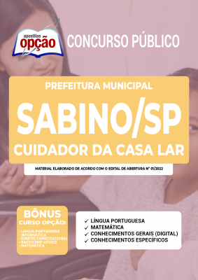 Apostila Prefeitura de Sabino - SP - Cuidador da Casa Lar