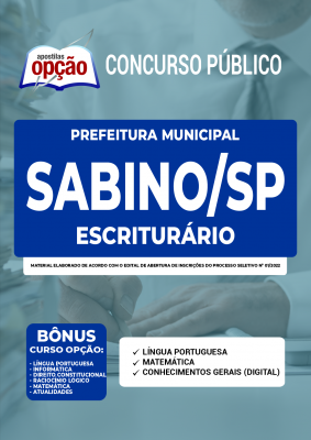 Apostila Prefeitura de Sabino - SP - Escriturário