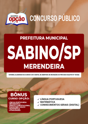 Apostila Prefeitura de Sabino - SP - Merendeira