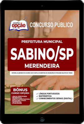 Apostila Prefeitura de Sabino - SP em PDF - Merendeira