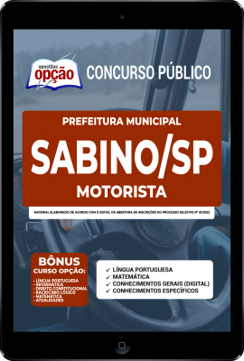 Apostila Prefeitura de Sabino - SP em PDF - Motorista