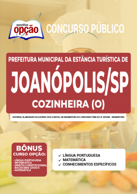 Apostila Prefeitura de Joanópolis - SP - Cozinheira (o)