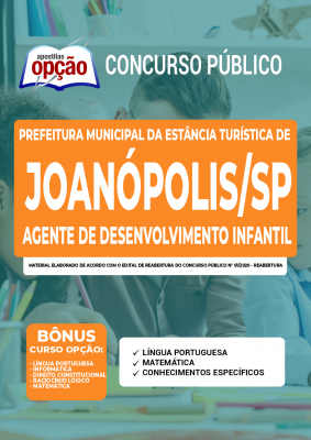 Apostila Prefeitura de Joanópolis - SP - Agente de Desenvolvimento Infantil