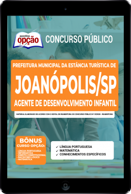 Apostila Prefeitura de Joanópolis - SP em PDF - Agente de Desenvolvimento Infantil