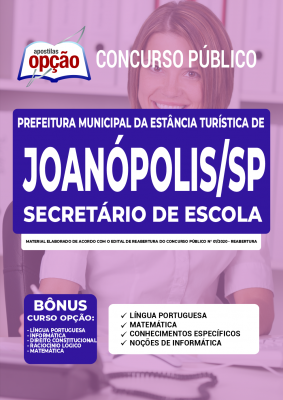 Apostila Prefeitura de Joanópolis - SP - Secretário de Escola