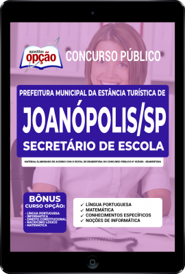 Apostila Prefeitura de Joanópolis - SP em PDF - Secretário de Escola