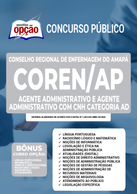 Apostila COREN-AP - Agente Administrativo e Agente Administrativo com CNH categoria AD 