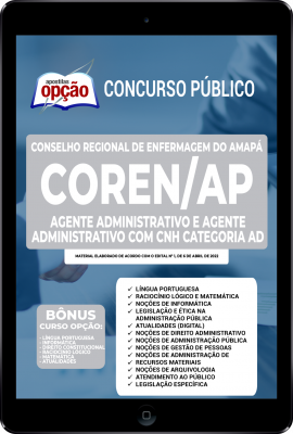 Apostila COREN-AP em PDF - Agente Administrativo e Agente Administrativo com CNH categoria AD
