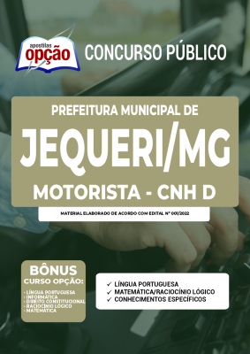 Apostila Prefeitura de Jequeri - MG - Motorista - CNH D