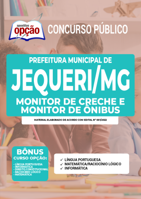 Apostila Prefeitura de Jequeri - MG - Monitor de Creche e  Monitor de Ônibus