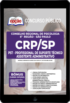 Apostila CRP-SP em PDF - PST - Profissional de Suporte Técnico - Assistente Administrativo