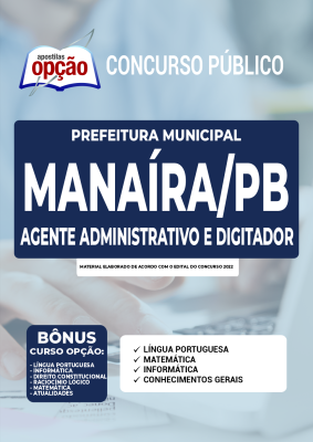 Apostila Prefeitura de Manaíra - PB - Agente Administrativo e Digitador