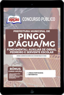 Apostila Prefeitura de Pingo D’Água - MG em PDF - Fundamental: Auxiliar de Obras, Pedreiro e Servente Escolar