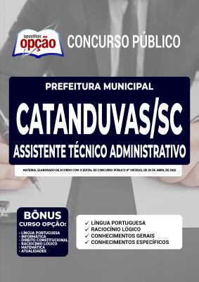 Apostila Prefeitura de Catanduvas - SC - Assistente Técnico Administrativo