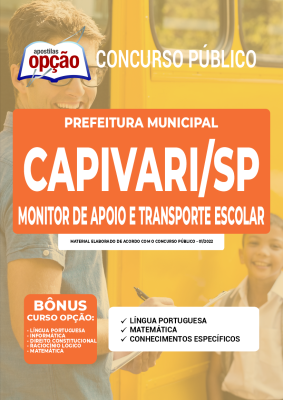 Apostila Prefeitura de Capivari - SP - Monitor de Apoio e Transporte Escolar