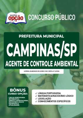 Apostila Prefeitura de Campinas - SP - Agente de Controle Ambiental