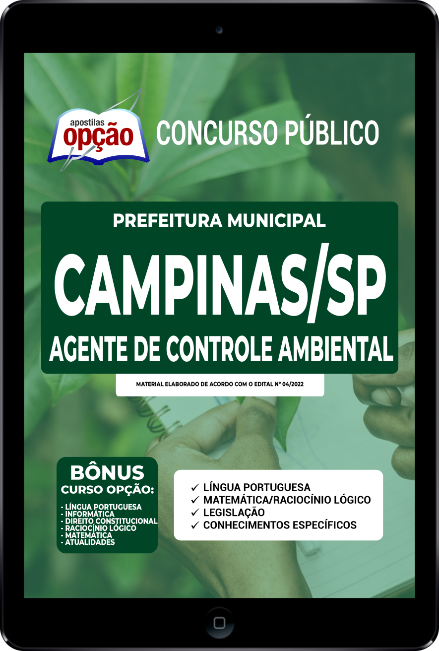 Apostila Prefeitura de Campinas SP PDF 2022 Agente de Controle Ambiental