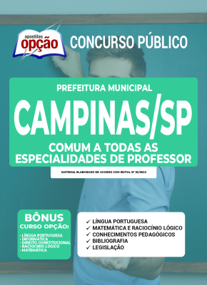 Apostila Prefeitura de Campinas - SP - Comum a Todas as Especialidades de Professor