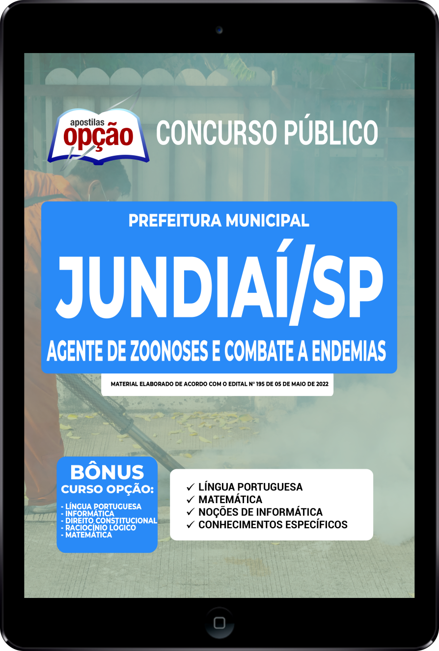 Apostila Prefeitura  Jundiaí SP PDF Agente de Zoonoses e Comb Endemias 2022