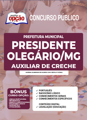Apostila Prefeitura de Presidente Olegário - MG - Auxiliar de Creche