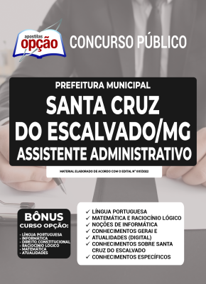 Apostila Prefeitura de Santa Cruz do Escalvado - MG - Assistente Administrativo