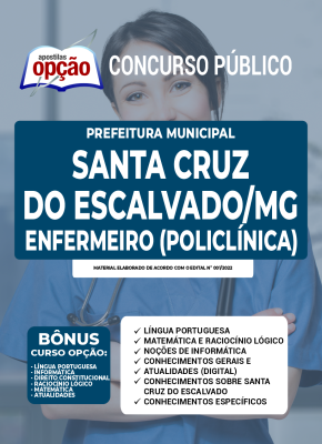 Apostila Prefeitura de Santa Cruz do Escalvado - MG - Enfermeiro (Policlínica)