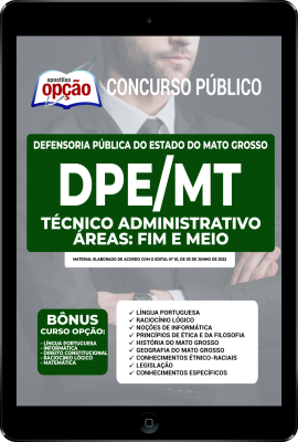 Apostila DPE-MT em PDF - Técnico Administrativo - Áreas: Fim e Meio