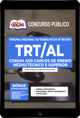 Apostila TRT-AL em PDF - Comum aos Cargos de Ensino Médio/Técnico e Superior