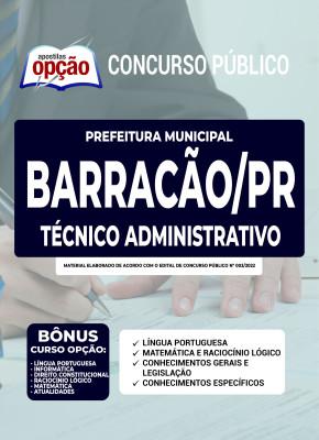 Apostila Prefeitura de Barracão - PR - Técnico Administrativo