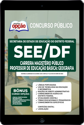 Apostila SEE-DF em PDF - Carreira Magistério Público - Professor de Educação Básica: Geografia