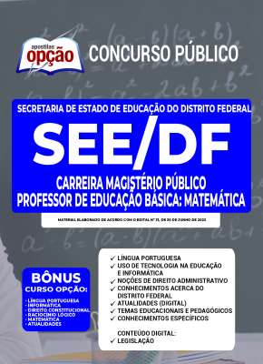 Apostila SEE-DF - Carreira Magistério Público - Professor de Educação Básica: Matemática