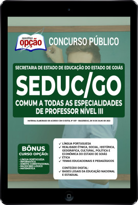 Apostila SEDUC-GO em PDF - Comum a Todas as Especialidades de Professor Nível III