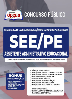 Apostila SEE-PE - Assistente Administrativo Educacional