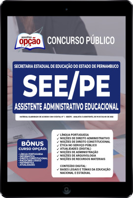 Apostila SEE-PE em PDF - Assistente Administrativo Educacional