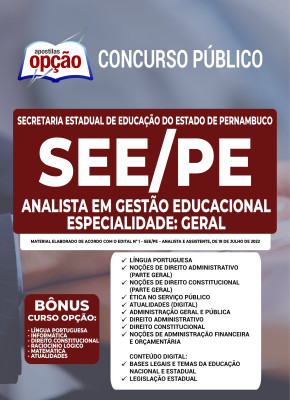 Apostila SEE-PE - Analista em Gestão Educacional - Especialidade: Geral