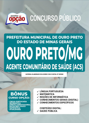 Apostila Prefeitura de Ouro Preto - MG - Agente Comunitário de Saúde (ACS)