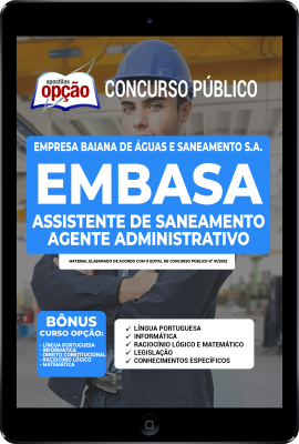 Apostila EMBASA em PDF -  Assistente de Saneamento - Agente Administrativo